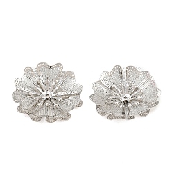 Platine Cabochons en filigrane de laiton, fleur, platine, 28.5x28.5x4.5mm