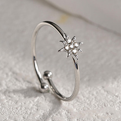 Нержавеющая Сталь Цвет Звезда 304 нержавеющая сталь с кристаллами и стразами манжеты кольца для женщин, цвет нержавеющей стали, звезды: 7 mm, внутренний диаметр: 18 мм
