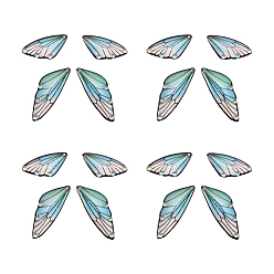 Аквамарин Набор подвесок из прозрачного хрусталя со стразами из прозрачной смолы, с блеском порошок, крыло, аквамарин, 29.5~40x15x2.5 мм, отверстие : 1.2 мм, 4 шт / комплект