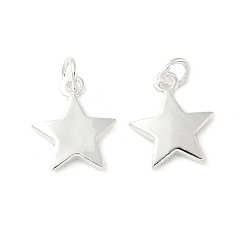 Посеребрённый Стойки обшивки латунные подвески, звезда, 925 серебро покрытием, 11.5x10x1.5 мм, Перейти кольцо: 4x0.8 мм, внутренний диаметр: 2.3 мм
