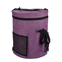 Old Rose Oxford Cloth Drum Yarn Storage Bags, for Portable Knitting & Crochet Organizer, Old Rose, 28x33cm