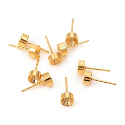 Золотой 304 Настройки серьги из нержавеющей стали, горный хрусталь настройки, для остроконечного горного хрусталя, золотые, 6 мм, контактный: 0.8 mm, пригодный для 5 mm горный хрусталь