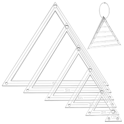 Треугольник Прозрачный акриловый шаблон для шитья, с железным вкладышем, переплет на шарнирных кольцах, треугольные, 25~150x20~130x3.5 мм, отверстие : 3.5~5 мм