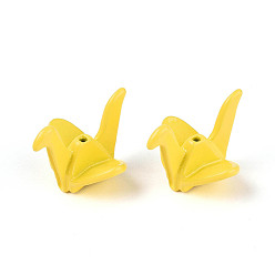 Желтый Стойки с покрытием из окрашенного распылением сплава, оригами журавлик, без кадмия, без никеля и без свинца, желтые, 15x20.5x19 мм, отверстие : 1.2~1.4 мм