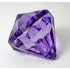 Purple Transparent Acrylic Pendants,  Faceted, Cone, Purple, Size: about 28mm wide, 31mm long, hole: 3mm, about 52pcs/500g