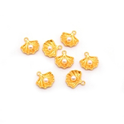 Золотой Подвески из сплава , раковина с жемчужной формой, золотые, 15x14.5x4.5 мм, отверстие : 1.6 мм