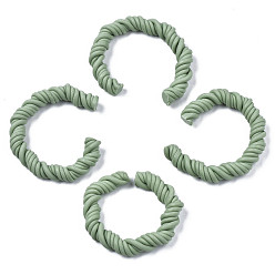 Medium Aquamarine Polymer Clay Twist Rope Open Ring, for DIY Jewelry Making, Medium Aquamarine, 41~43x37~40x6.5~7.5mm