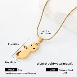 Cat Shape 304 collares con colgante de acero inoxidable para mujer, dorado, forma de gato, 15.75 pulgada (40 cm)