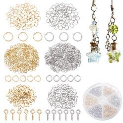 Golden & Stainless Steel Color 120Pcs 2 Colors 304 Stainless Steel Screw Eye Pin Peg Bails, For Half Drilled Beads, with 720Pcs Jump Ring, Golden & Stainless Steel Color, 10x4x1mm, Hole: 2mm, Pin: 1mm