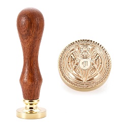 Virgo Brass Wax Sealing Stamp, with Wood Handle for Post Decoration DIY Card Making, Twelve Constellations, Virgo, 89.5x25.5mm