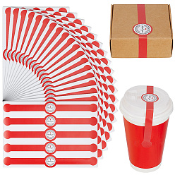 Red Paper Self-Adhesive Gift Sealing Label Stickers, with Word Thank You, Long Strip Baking & Craft Packaging Stickers, Red, 149x205x0.2mm, Sticker: 25x200mm, 10 sheet/set.