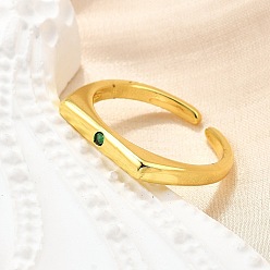 Темно-Зеленый Манжеты из латуни с микро паве кубический цирконий для женщин, без кадмия, без никеля и без свинца, реальный 18 k позолоченный, темно-зеленый, 2.5 мм