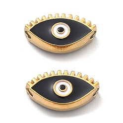 Черный Ионное покрытие (ip) 304 шарики из нержавеющей стали, с эмалью, реальный 18 k позолоченный, глаз, чёрные, 8.5x15x4 мм, отверстие : 1.4 мм