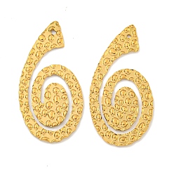 Настоящее золото 18K Ионное покрытие (ip) 304 подвески из нержавеющей стали, номер 6 очарование, реальный 18 k позолоченный, 29x14x1 мм, отверстие : 0.7 мм