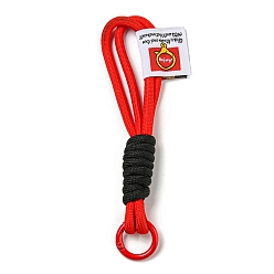 Rouge Porte-clés en polyester, avec anneau en alliage de zinc, rouge, 14.2~15.8 cm