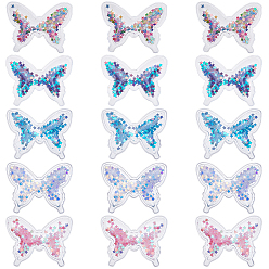 (52) Непрозрачная лаванда 40шт 5 цвета ПВХ украшения аксессуары, со звездчатыми блестками, бабочка, разноцветные, 37x48x5 мм, 8 шт / цвет