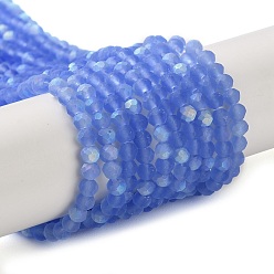 Кокосово-Коричневый Стеклянные бусины, имитация нефрита , с половинным покрытием ab цвета, граненые, матовые, рондель, кокосового коричневый, 2.9~3.3x2 мм, отверстие : 0.7 мм, около 135~140 шт / нитка, 32~34 см