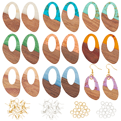(52) Непрозрачная лаванда Наборы для изготовления сережек diy, 18 шт 9 цвета подвески из смолы и ореха, два тона, слеза, 36 шт. 2 цвета латунных крючков для сережек и 36 шт. 2 цвета латунного прыжкового кольца, разноцветные