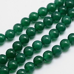Green Round Natural Green Onyx Agate Bead Strands, Dyed & Heated, Green, 8mm, Hole: 1mm, about 49pcs/strand, 15.74 inch