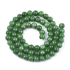 Green Natural Dyed Yellow Jade Gemstone Bead Strands, Round, Green, 8mm, Hole: 1mm, about 50pcs/strand, 15.7 inch