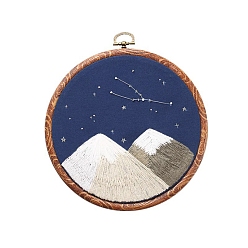 Mountain DIY Embroidery Kits, Including Embroidery Cloth & Thread, Needle, Embroidery Hoop, Instruction Sheet, Mountain, 150x150mm
