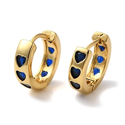 Синий Серьги-кольца из латуни с микропаве из кубического циркония, без свинца и без кадмия, долговечный, реальный 18 k позолоченный, синие, 15x4 мм
