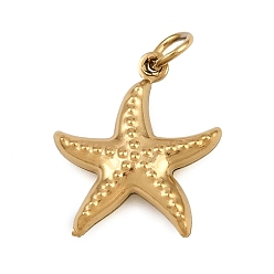 Морская звезда Океан 304 подвески из нержавеющей стали, ионное покрытие (ip), реальный 18 k позолоченный, с целью перехода в кольце, морская звезда, 17.5x15.5x4.5 мм, отверстие : 3 мм