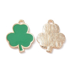 Средний Морско-зеленый Подвески из сплава , с эмалью, золотой свет, амулеты из трилистника, на день святого патрика, средний морской зеленый, 22x17.5x2 мм, отверстие : 2 мм