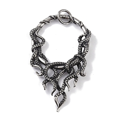 Античное Серебро 316 большие подвески из хирургической нержавеющей стали, с целью перехода в кольце, кольцо с подвеской в виде осьминога, античное серебро, 60x36.5x4.5 мм, отверстие : 6.5 мм