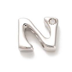 Letter N Стойки обшивки латунь кубического циркония бусы, для изготовления именных ожерелий, долговечный, без свинца и без кадмия, алфавит, Письмо N, 11.5x12.5x4.7 мм, отверстие : 2.7 мм