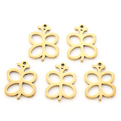 Golden PVD Vacuum Plating 304 Stainless Steel Pendants, Laser Cut, Butterfly, Real 18K Gold Plated, 17x13x1mm, Hole: 1mm