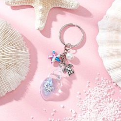 Светло-Синий Брелки в форме ракушки из акрила, с синтетическими бирюзовый, с железными разрезными брелоками, старинное серебро и платина, голубой, 90 мм