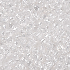 Clear Glass Seed Beads, Trans. Colours Lustered, Round, Clear, 4mm, Hole: 1.5mm, about 4500pcs/pound