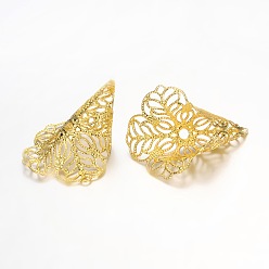 Light Gold Brass Bead Cone, Hollow Flower, Light Gold, 28x20x16mm
