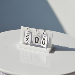 White Miniature Wooden Calendar, for Dollhouse Accessories Pretending Prop Decorations, White, 40x20x23mm
