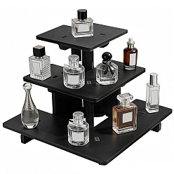 Black PVC 3-Tier Gift Desktop Organizer Shelf, Black, 330x330x240mm