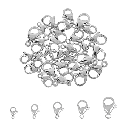 Stainless Steel Color 304 Stainless Steel Lobster Clasps, Stainless Steel Color, 9~13x6~8.5x3~4mm, Hole: 1~2mm, 100pcs/box