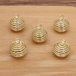 Light Gold Латунные подвески, аксессуары для заколок-пружинок, шейкерный шар, золотой свет, 15 мм