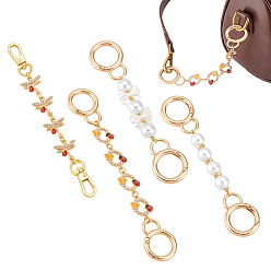 Light Gold 4шт. 4 стили бантик божья коровка стрекоза цинковый сплав цепочки для удлинения сумки наборы, для замены мешка, разнообразные, золотой свет, 136~175 мм, 1 шт / стиль