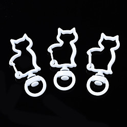 Белый Из экологически чистого сплава, окрашенного распылением, поворотные карабины с карабинами, без кадмия, без никеля и без свинца, кошка, белые, 40x20x7 мм, отверстие : 5x9 мм