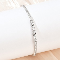 Платинированный 925 теннисные браслеты из стерлингового серебра с микропаве из кубических цирконий для женщин, квадратный, Реальная платина, шириной 2.5 мм , 7-1/8 дюйм (18 см)