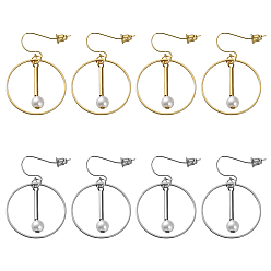 (52) Непрозрачная лаванда 4 пары 2 цветные серьги-подвески из сплава и пластика с имитацией жемчуга из железа, разноцветные, 45.5x28 мм, 2 пары / цвет