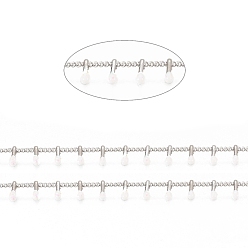 White Brass Handmade Beaded Chain, Curb Chains, with Enamel, Long-Lasting Plated, Unwelded, with Spool, White, 2x1.5x0.8mm, Charm: 6x2x2mm, about 32.8 Feet(10m)/roll