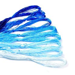 Medium Blue Real Silk Embroidery Threads, Friendship Bracelets String, 8 Colors, Gradient color, Medium Blue, 1mm, 20m/bundle, 8 bundles/set