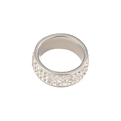 Нержавеющая Сталь Цвет 304 Кольца из нержавеющей стали с кристаллами и стразами, цвет нержавеющей стали, 21 мм