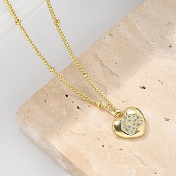 Настоящее золото 18K Латунные микропаве прозрачные кубические цирконии ожерелья с подвеской в виде сердца для женщин, реальный 18 k позолоченный, 17.99 дюйм (45.7 см)