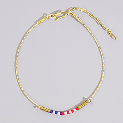 Золотой День независимости стеклянный бисер браслет для женщин, золотые, внутренний диаметр: 6-1/4 дюйм(16см)+удлинить 30мм