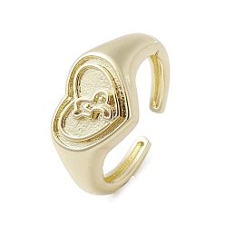 Capricorn Brass Adjustable Open Rings, Cadmium Free & Nickel Free & Lead Free, Heart, Capricorn, US Size 7 3/4(17.9mm)
