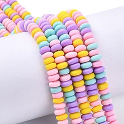 Lilac Handmade Polymer Clay Beads Strands, for DIY Jewelry Crafts Supplies, Flat Round, Lilac, 6~7x3mm, Hole: 1.5mm, about 113~116pcs/strand, 15.55 inch~16.14 inch(39.5~41cm)
