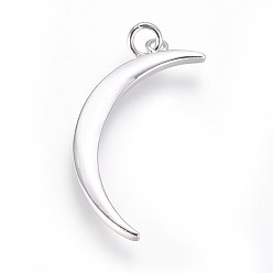 Платина Латунные подвески, с целью перехода в кольце, луна, платина, 31x10x2 мм, отверстие : 2.5 мм